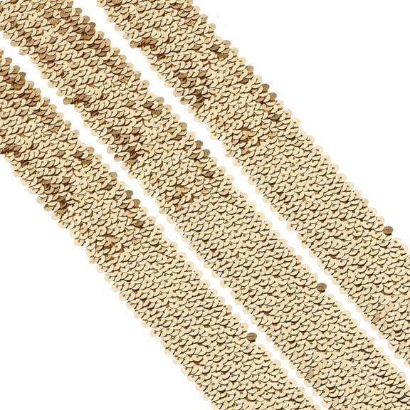 Plastic Paillette Elastic Trim Sequins Ribbon Ornament Accessories Gold 45x2mm 10m/roll