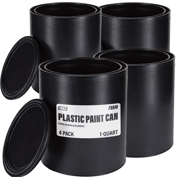 Plastic Paint Can Bucket 1QT Pack of 4 w/Lid, Triple Lock Airtight Seal, Touchdown Bucket, Small Pail Triple-Lock Airtight Seal to Minimizing Skimming, Rust, Odor & Chemical Resistant