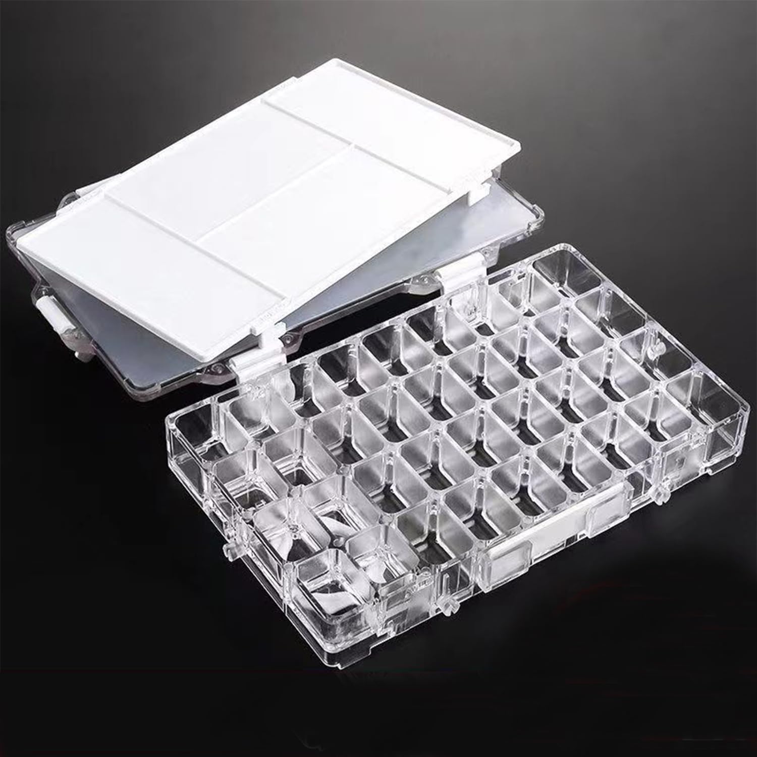 Plastic Paint Palette Tray，White Paint Storage Palette Box 36 Wells，Travel Watercolor Set，Paints Containter for Watercolors, Gouache, Acrylic and Oil Paint