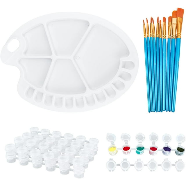 Plastic Paint Palettes Trays Set 10 Strips 60 Pots Mini Empty Paint