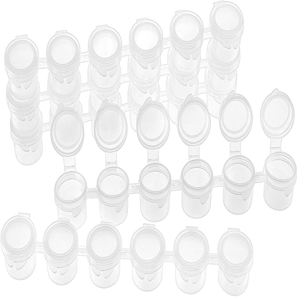 Plastic Paint Pots Strips 5ml 6 Pots Mini Empty Paint Cups with Lids for Arts Crafts Watercolor Pigment Clear 17.2x3.3x2.15cm for DIY