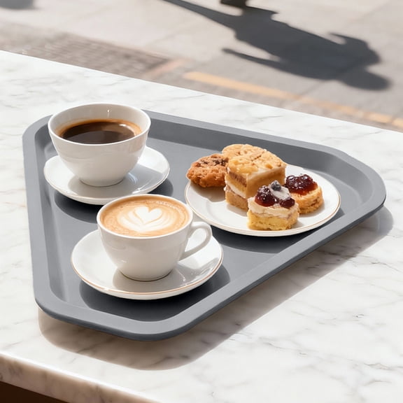 Plastic Pallet Grey Triangular Thickened Plastic Tray High-Strength Food Tray for Restaurants Heat-Resistant Frosted Serving Tray(1Pcs) Rkxzt