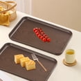 thumbnail image 1 of 1Pc Coffee Wood Grain Square Serving Tray Decorative Fruit Dessert Plate Tea Coffee Snack Tray Household Kitchen Dining Table Serving organizer Plate,12.01"X8.66"X0.59",by JASKFLY, 1 of 6