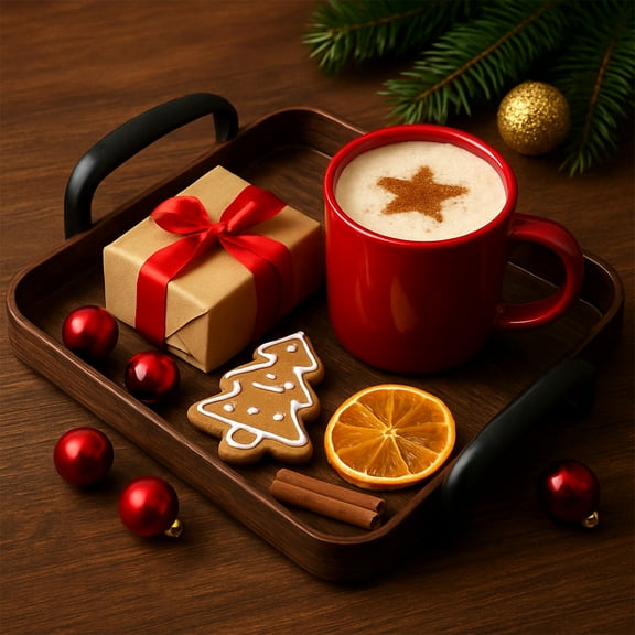 Plastic Pallet Small Brown Handle Tray with Armrest Teacup and Snack Tray for Living Room Fruit Tray with Storage(1Pcs) Rkxzt