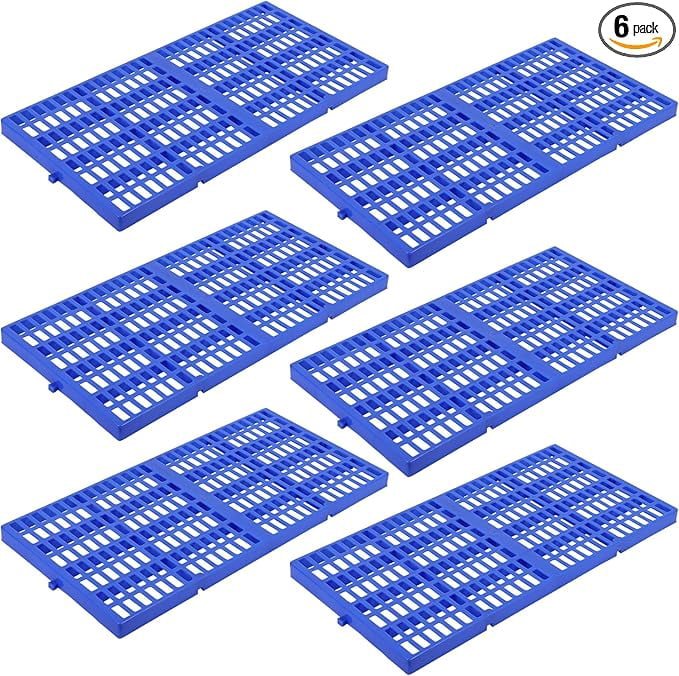 Plastic Pallet, Splicable Floor Pallets, 1100 Lbs Capacity per Pc, Water-Proof, Breathable Grid Ventilation 6 Pcs Pallets for Daily,Workshop,Garage, Market Use(11.8X 23.6X 1.18 inches)