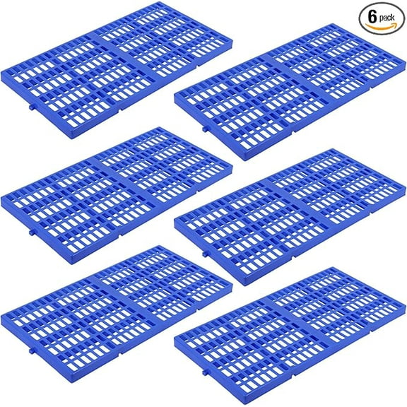 Plastic Pallet, Splicable Floor Pallets, 1100 Lbs Capacity per Pc, Water-Proof, Breathable Grid Ventilation 6 Pcs Pallets for Daily,Workshop,Garage, Market Use(11.8X 23.6X 1.18 inches)