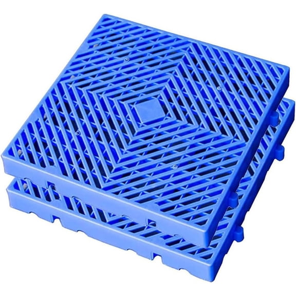 Plastic Pallets Breathable Waterproof,Grid Ventilation Pallet, Indoor & Outdoor Storage Grid Pad, Easy to Stack for Etc,2 pcs * plastic platform,Blue
