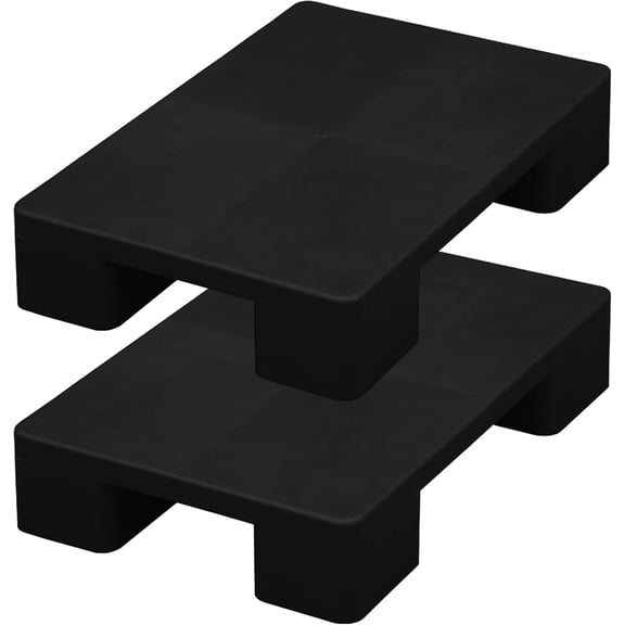 Plastic Pallets, Lightweight Waterproof Moisture-Proof Floor Pallet, Garage, Basement, Industrial Black Storage Pad (2 Pcs, 23.6 L X 15.7 W X 4.5 H)