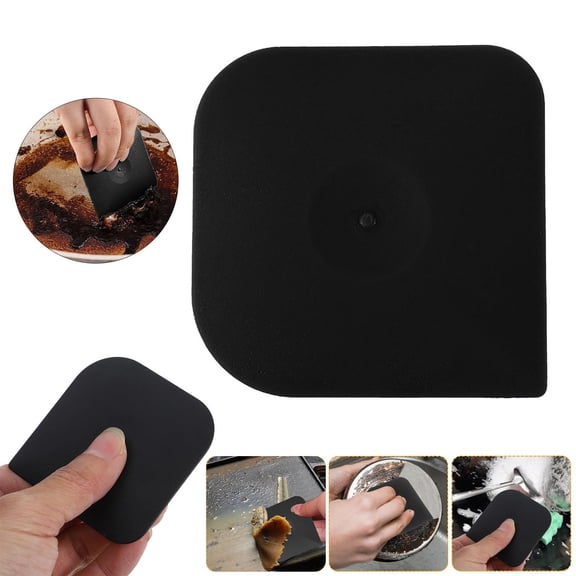 Plastic Pan Dish Pot Food Kitchen Scraper Tool Set, 3 pcs Nylon Plastic Cast Iron Skillet Cleaner Scrubber Scrapper, Kitchen Scraper Non-Scratch (Black)