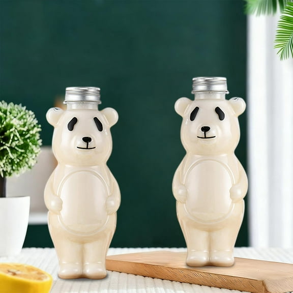 Plastic Panda Bottle Cup, with Lid - Bear Shaped Squeeze Bottle Empty - Great for Storing and Dispensing(L)