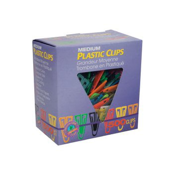 Plastic Paper Clips, Medium (no. 4), Assorted Colors, 500/box