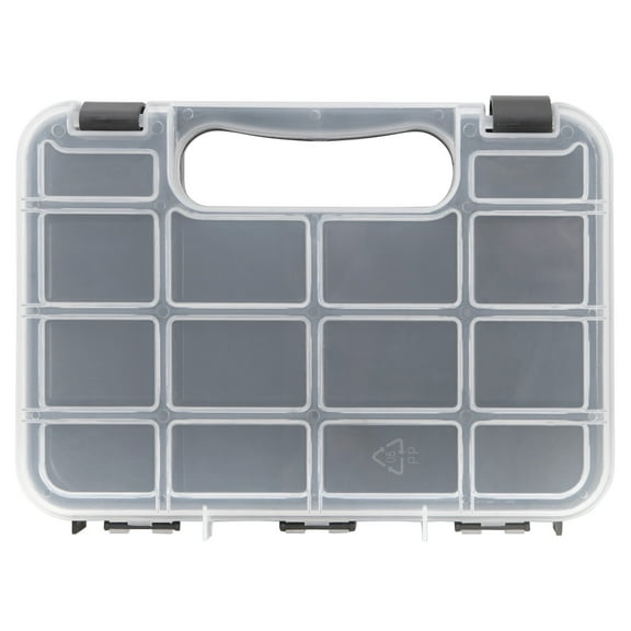 Performance Tool W5189 Durable Plastic Storage Organizer with Full-Height Dividers for Parts and Tools, Flat or Upright Storage with Built-in Feet