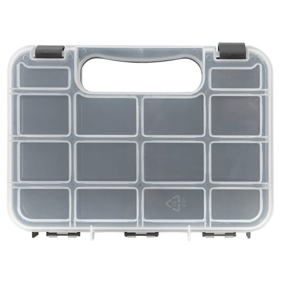 Performance Tool W5189 Durable Plastic Storage Organizer with Full-Height Dividers for Parts and Tools, Flat or Upright Storage with Built-in Feet