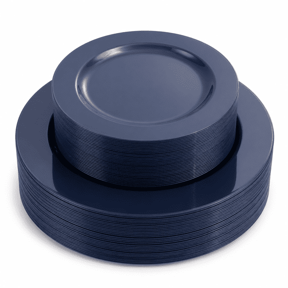 Plastic Party Plates Navy Blue 60 Count