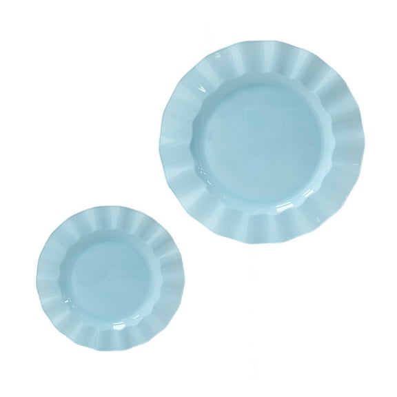 Plastic Party Plates by Celebrate It – 40-Count Disposable Plate Set with Wavy Rim - Includes 20 Small (7") & 20 Large (10") Plates - Blue