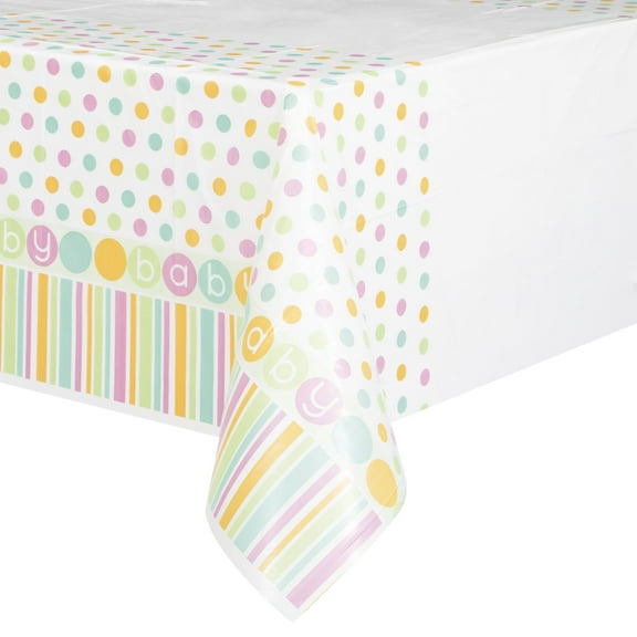 Plastic Pastel Baby Shower Table Cover, 84 x 54 in, 1ct