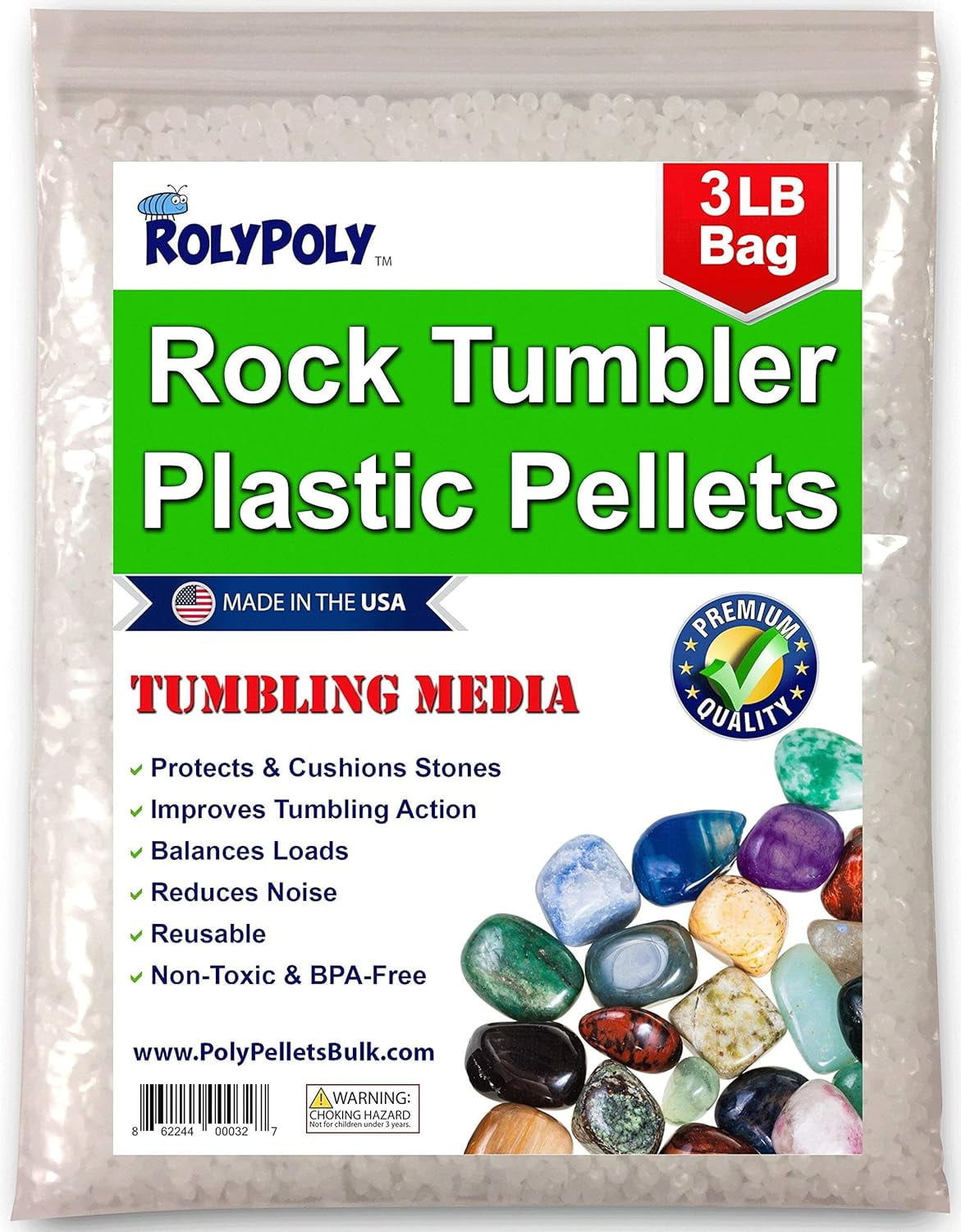 Plastic Pellets Rock Tumbling Media (3 LBS) for Rock Tumbler, Stone