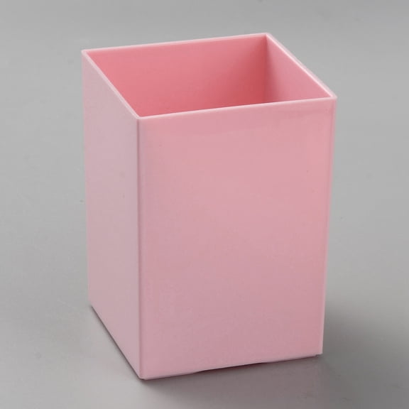 Plastic Pen Holder Cosmetic Brush Storage Container Cuboid Pink 74x74x102mm Inner Diameter: 70x70mm