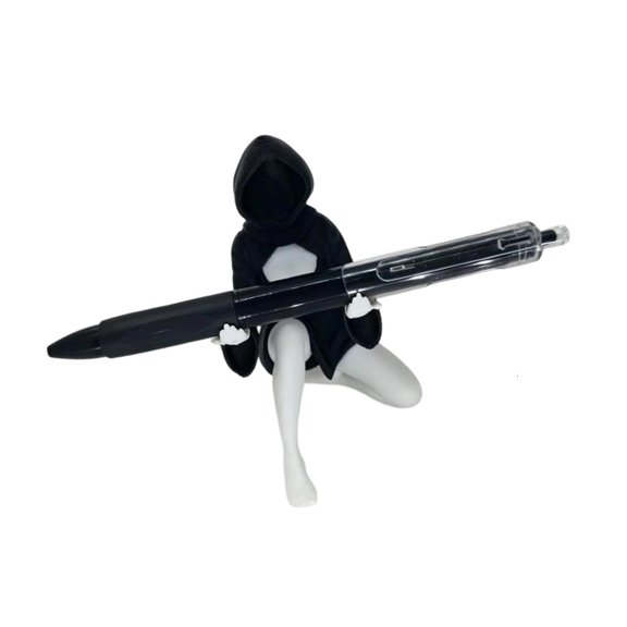 Plastic Pen Rest Figure for Desk Display, Hooded Pencil Stand for Office Styling and Pencil Storage