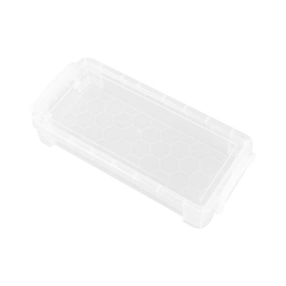 Plastic Pencil Box,Clear Pencil Case with Latching Lids,Stackable Storage Box Art Craft Marker Organizer Box for Crayon,Pen, Art, Office Supplies,1 Pack,White