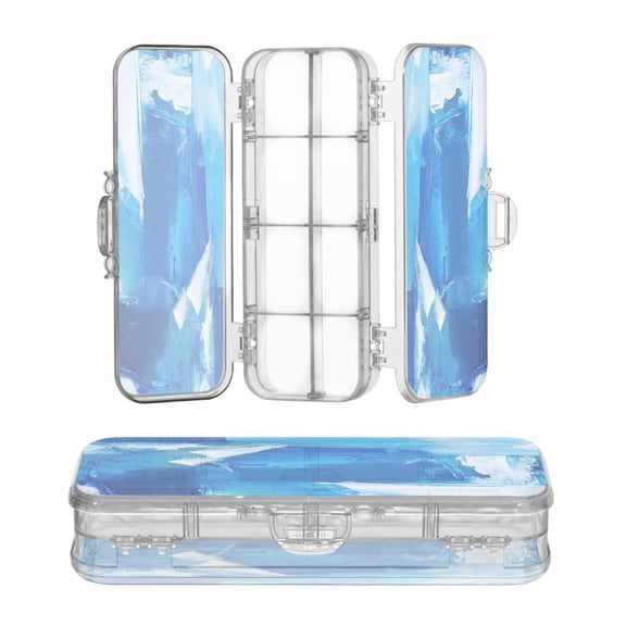 Plastic Pencil Box Large Capacity Pencil Boxes Clear Boxes with Snap-Tight Lid Stylish Office Supplies Storage Organizer Box An Acrylic on Canvas Painting