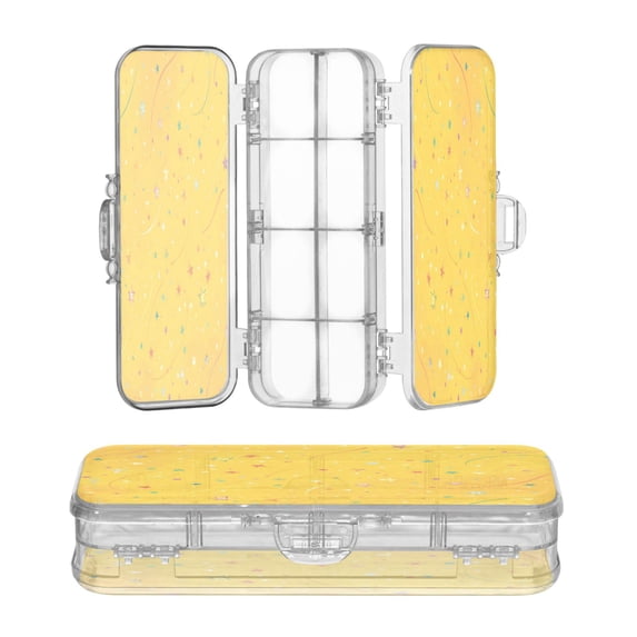 Plastic Pencil Box Large Capacity Pencil Boxes Clear Boxes with Snap-Tight Lid Stylish Office Supplies Storage Organizer Box Confetti and Stars Scattered