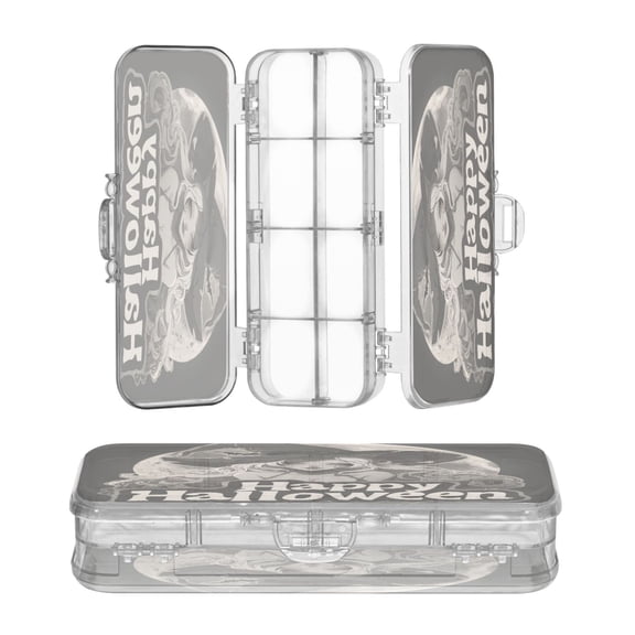 Plastic Pencil Box Large Capacity Pencil Boxes Clear Boxes with Snap-Tight Lid Stylish Office Supplies Storage Organizer Box Full Moon and Cartoon Woman