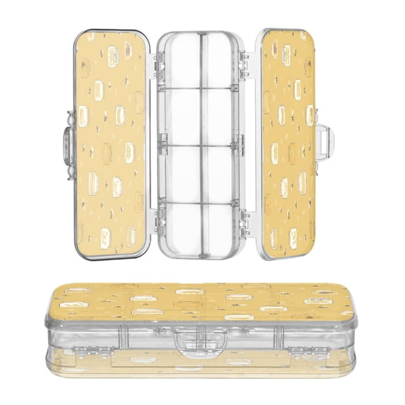Plastic Pencil Box Large Capacity Pencil Boxes Clear Boxes with Snap-Tight Lid Stylish Office Supplies Storage Organizer Box Honey Jars and Bees Pattern