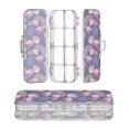 thumbnail image 1 of Plastic Pencil Box Large Capacity Pencil Boxes Clear Boxes with Snap-Tight Lid Stylish Office Supplies Storage Organizer Box Pink and Purple Palm Leaves, 1 of 7