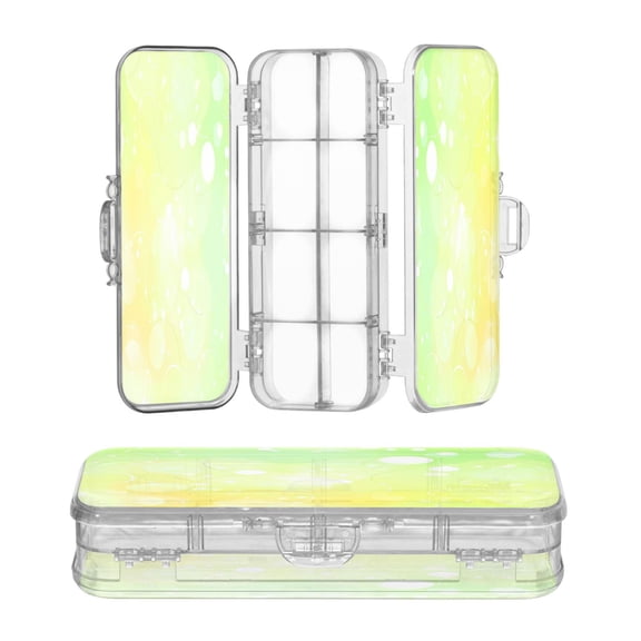 Plastic Pencil Box Large Capacity Pencil Boxes Clear Boxes with Snap-Tight Lid Stylish Office Supplies Storage Organizer Box Vibrant Green and Yellow Background