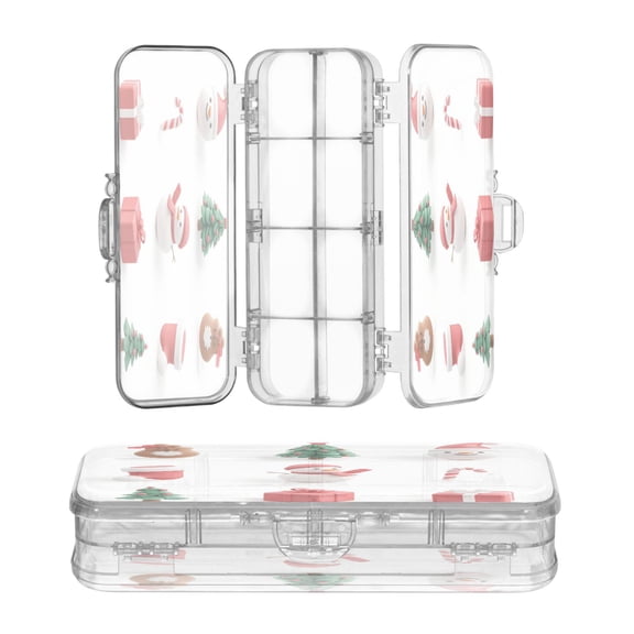 Plastic Pencil Box Large Capacity Pencil Boxes Clear Boxes with Snap-Tight Lid Stylish Office Supplies Storage Organizer Box 3d Christmas Elements