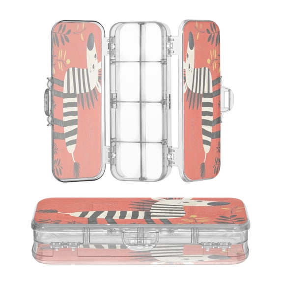 Plastic Pencil Box Large Capacity Pencil Boxes Clear Boxes with Snap-Tight Lid Stylish Office Supplies Storage Organizer Box A Zebra
