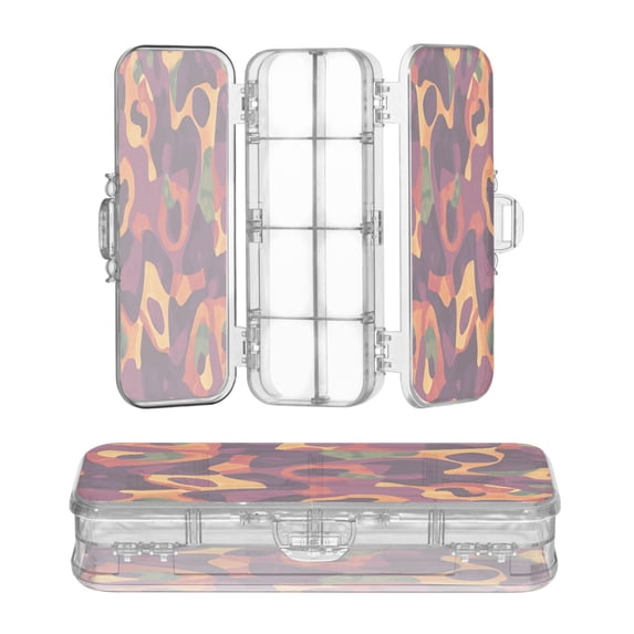 Plastic Pencil Box Large Capacity Pencil Boxes Clear Boxes with Snap-Tight Lid Stylish Office Supplies Storage Organizer Box Abstract Pizza Pattern