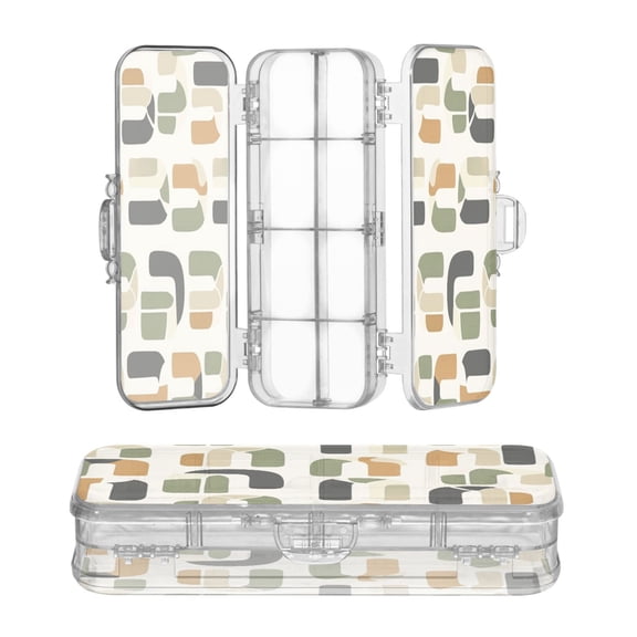 Plastic Pencil Box Large Capacity Pencil Boxes Clear Boxes with Snap-Tight Lid Stylish Office Supplies Storage Organizer Box Arch Motif
