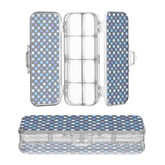 Plastic Pencil Box Large Capacity Pencil Boxes Clear Boxes with Snap-Tight Lid Stylish Office Supplies Storage Organizer Box Cute Blue Flowers