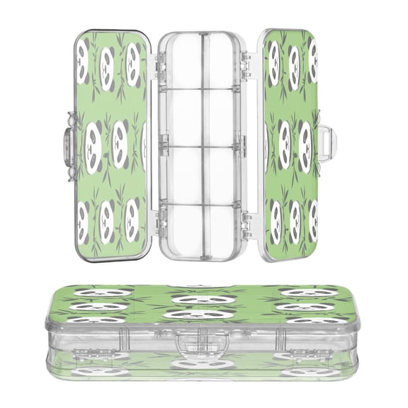Plastic Pencil Box Large Capacity Pencil Boxes Clear Boxes with Snap-Tight Lid Stylish Office Supplies Storage Organizer Box Cute Panda Heads