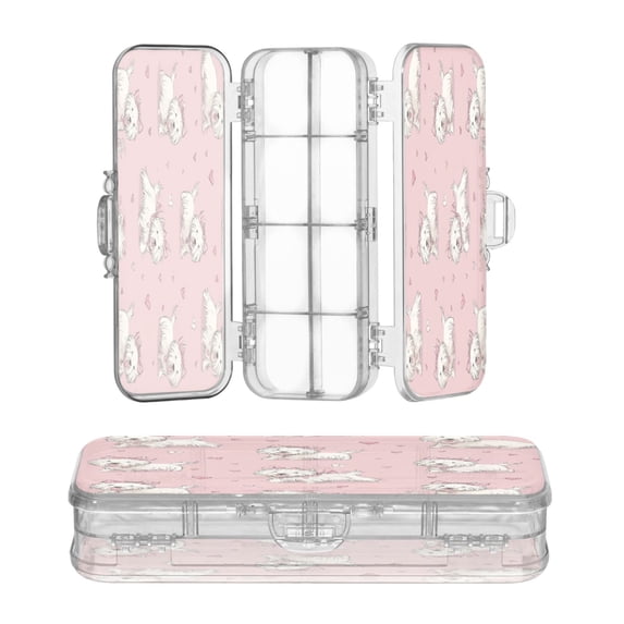 Plastic Pencil Box Large Capacity Pencil Boxes Clear Boxes with Snap-Tight Lid Stylish Office Supplies Storage Organizer Box Dogs Wearing Bows