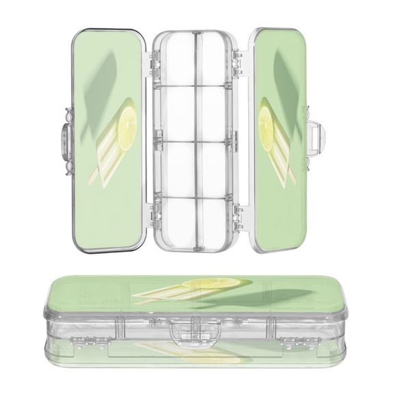 Plastic Pencil Box Large Capacity Pencil Boxes Clear Boxes with Snap-Tight Lid Stylish Office Supplies Storage Organizer Box Lemon and Lime Popsicle