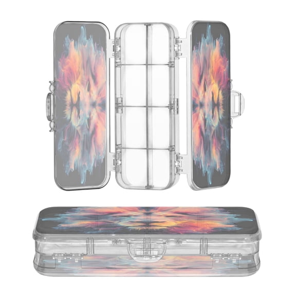 Plastic Pencil Box Large Capacity Pencil Boxes Clear Boxes with Snap-Tight Lid Stylish Office Supplies Storage Organizer Box Lion's Head