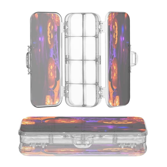 Plastic Pencil Box Large Capacity Pencil Boxes Clear Boxes with Snap-Tight Lid Stylish Office Supplies Storage Organizer Box Night Light Effects
