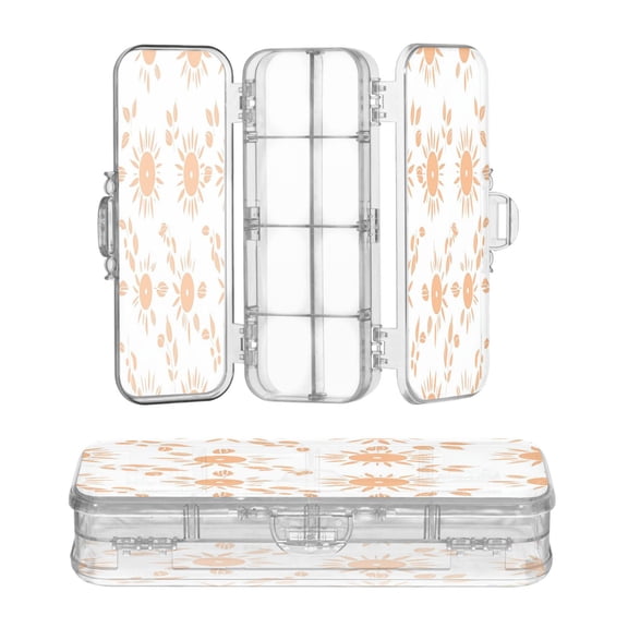 Plastic Pencil Box Large Capacity Pencil Boxes Clear Boxes with Snap-Tight Lid Stylish Office Supplies Storage Organizer Box Orange Suns