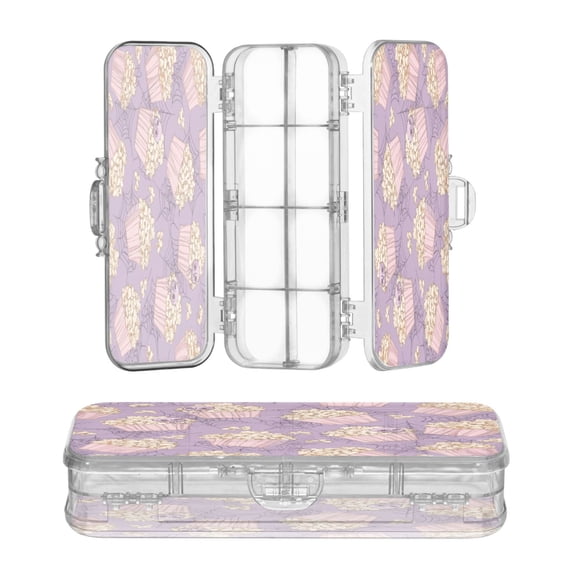 Plastic Pencil Box Large Capacity Pencil Boxes Clear Boxes with Snap-Tight Lid Stylish Office Supplies Storage Organizer Box Pastel Violet Popcorn