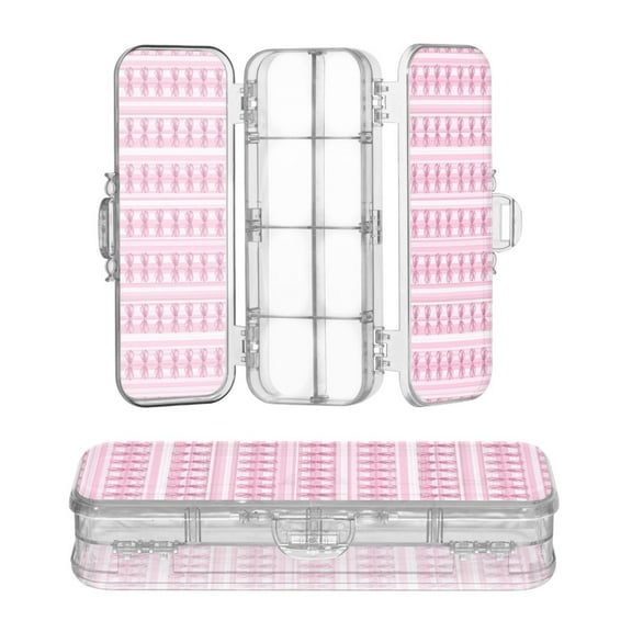 Plastic Pencil Box Large Capacity Pencil Boxes Clear Boxes with Snap-Tight Lid Stylish Office Supplies Storage Organizer Box Pink Bows