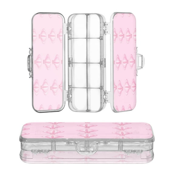 Plastic Pencil Box Large Capacity Pencil Boxes Clear Boxes with Snap-Tight Lid Stylish Office Supplies Storage Organizer Box Pink Hot Air Balloon