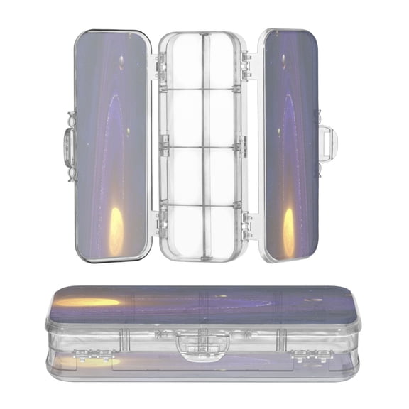 Plastic Pencil Box Large Capacity Pencil Boxes Clear Boxes with Snap-Tight Lid Stylish Office Supplies Storage Organizer Box The Solar System