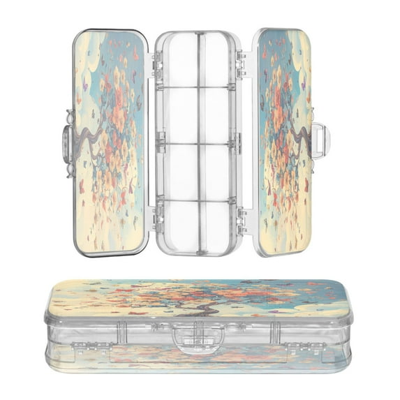 Plastic Pencil Box Large Capacity Pencil Boxes Clear Boxes with Snap-Tight Lid Stylish Office Supplies Storage Organizer Box The Tree Of Life