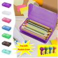 thumbnail image 1 of Plastic Pencil Box Pencil Case Hard Pencil Case Crayon Box with Snap-tight Lid for Home School Offices, 1PC Random Eraser, 1 of 3