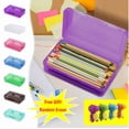 thumbnail image 1 of Plastic Pencil Box Pencil Case Hard Pencil Case Crayon Box with Snap-tight Lid for Home School Offices, 1PC Random Eraser, 1 of 4