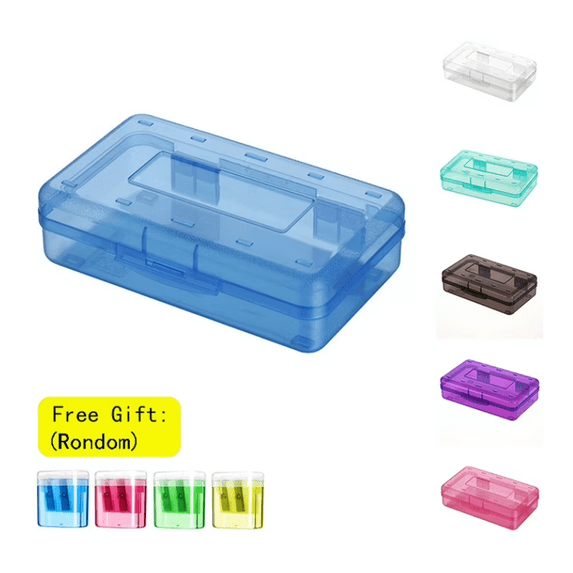 Plastic Pencil Box Pencil Case Hard Pencil Case Crayon Box with Snap-tight Lid for Home School Offices, 1PC Random Sharpener