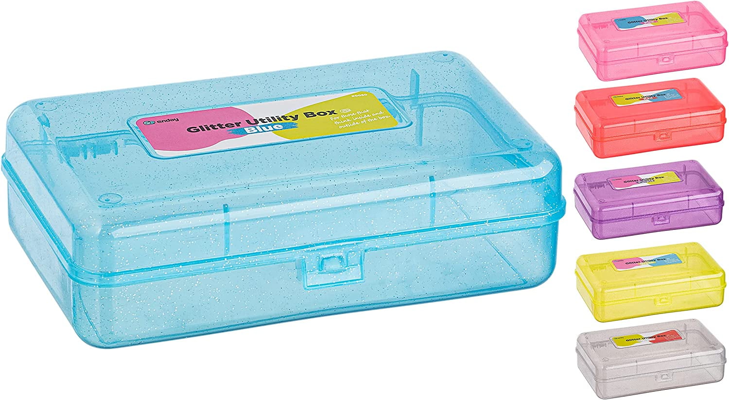 Plastic Pencil Box with Snap Closure Lids Blue, Small Utility Storage  Crayon School and Office Supplies Case Organizer, Also Available in Glitter  Pink, Purple, Green, Red and Grey, 1 Pc– By Enday 